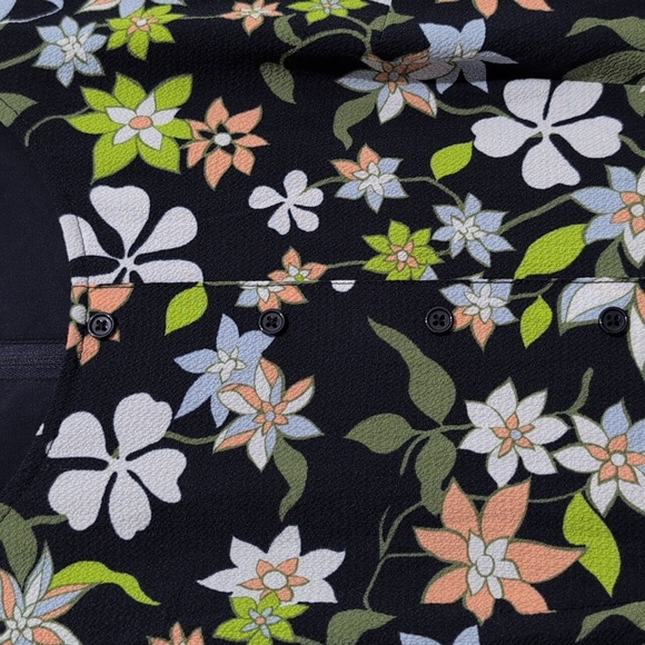 ModCloth Befits Your Brilliance Cap Sleeve Floral Dress Waist Tie Navy Blue - Picture 5 of 14